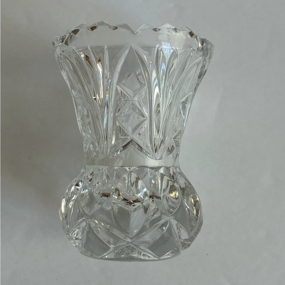 Vintage Clear Cut Crystal Small Vase Toothpick Matchstick Holder Decor 2x3